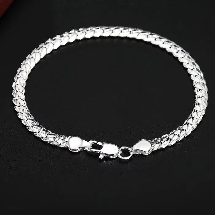 Bracelet Tressé en Argent Sterling 925 Pour Femmes et Hommes Occasions Spéciales Style Décontracté Sportif