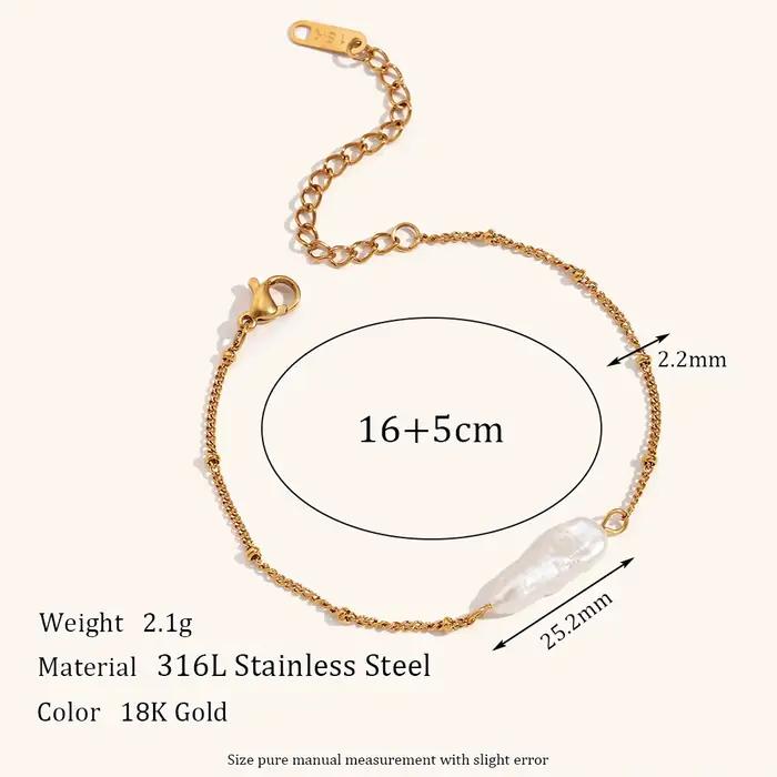 La.Muses – Bracelet Baroque en acier inoxydable pour femmes, longue perle, intervalle, élégant et à