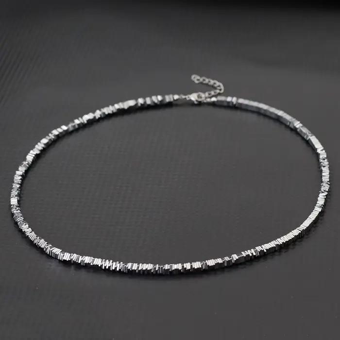 Collier de perles en pierre d'hématite exquise pour hommes, 4 Styles, couleur argent or, 19 pouces, collier court, bijoux, accessoires de loisirs de richesse