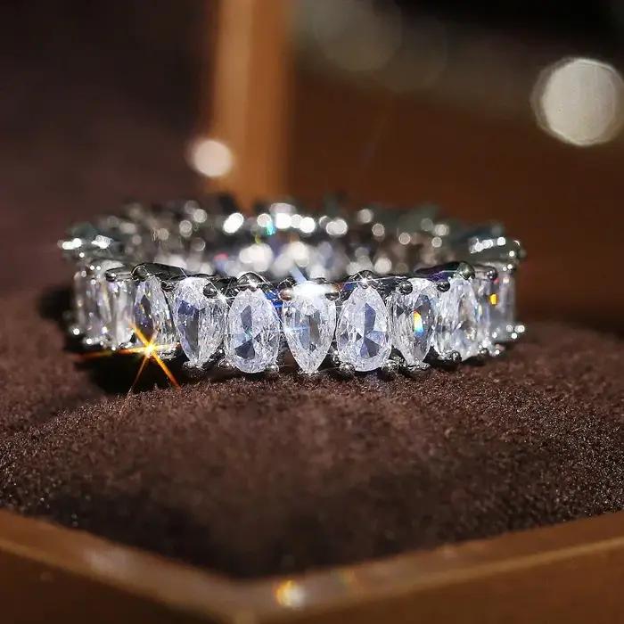 Bague de Fiançailles et de Mariage en Argent AAA CZ pour Femme