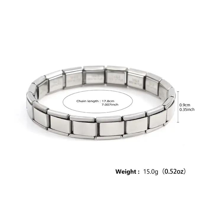 Bracelets carrés en acier inoxydable pour femmes et hommes, Modules italiens en métal HipHop, extensibles, cadeau, bijoux de fête d'anniversaire, tendance
