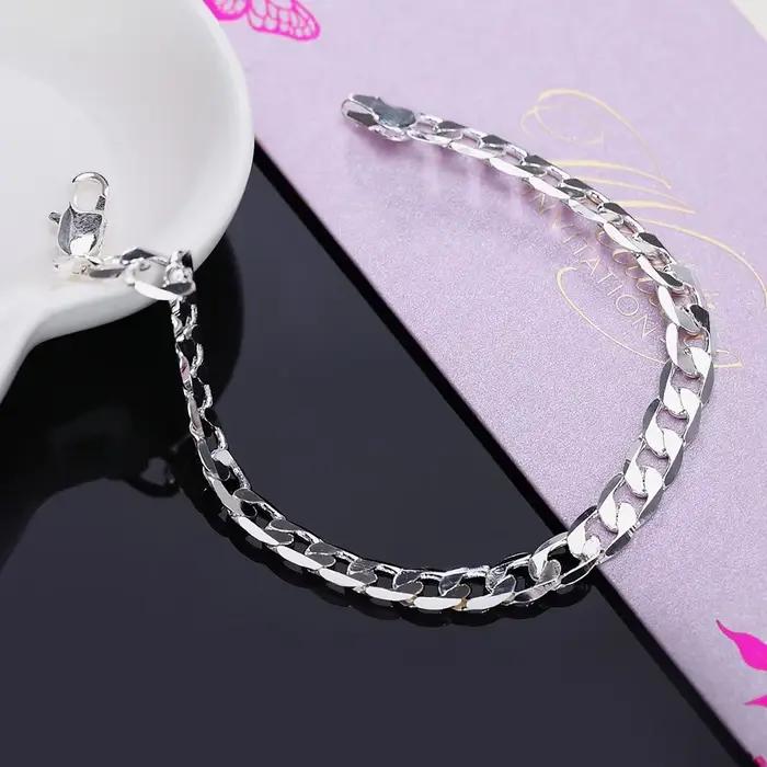 Bracelet en argent sterling 925 classique pour homme et femme cadeau de mariage bijou de tempérament occassions spéciales