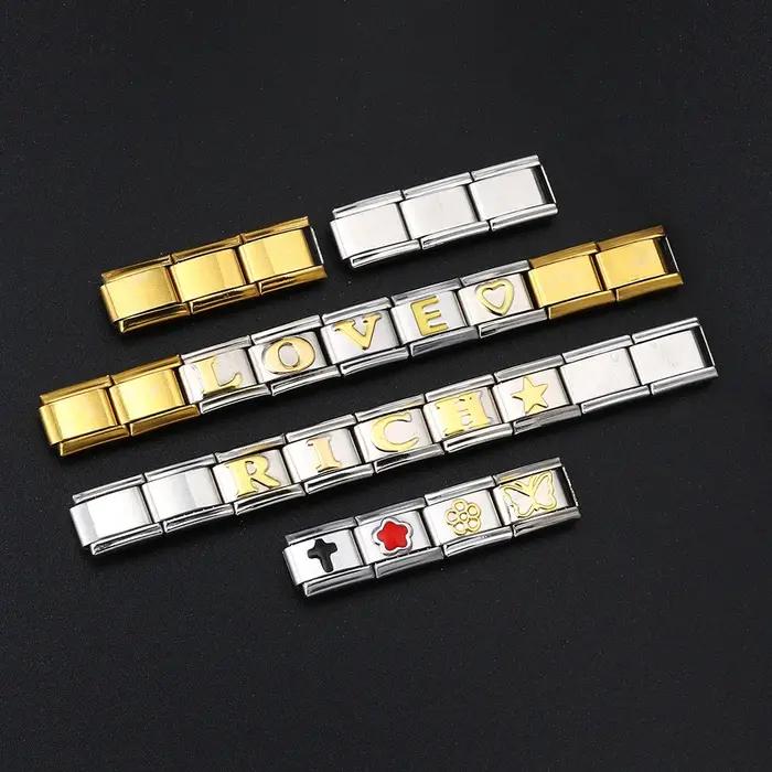 Bracelet à Breloques Italiennes avec Lettres et Nom Personnalisés