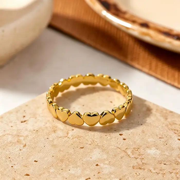 Bagues rondes unies texturées tendance pour femmes, plaquées or 18 carats, bijoux minimalistes esthé