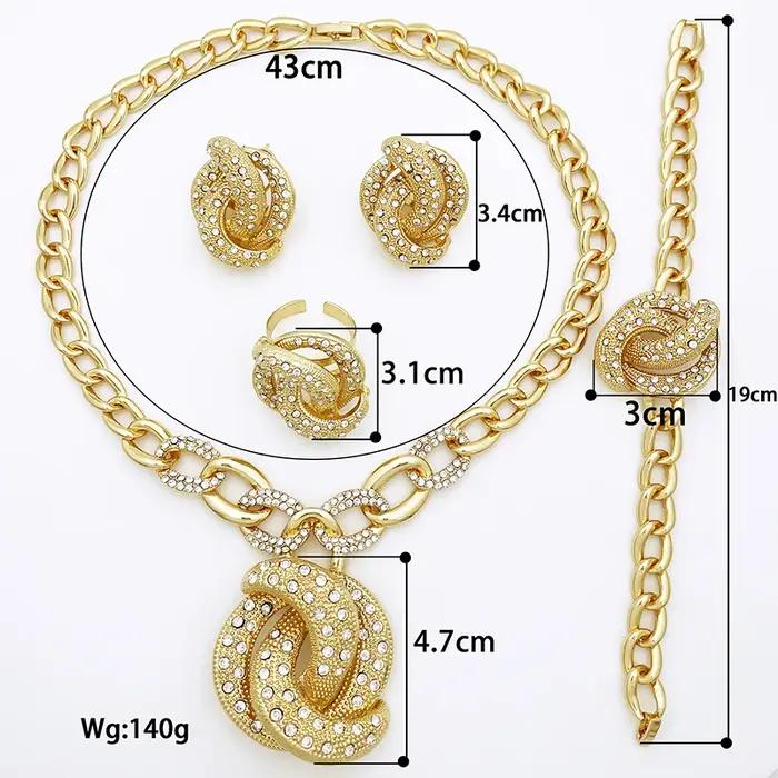 Ensemble de bijoux de luxe plaqué or 18 carats pour femmes