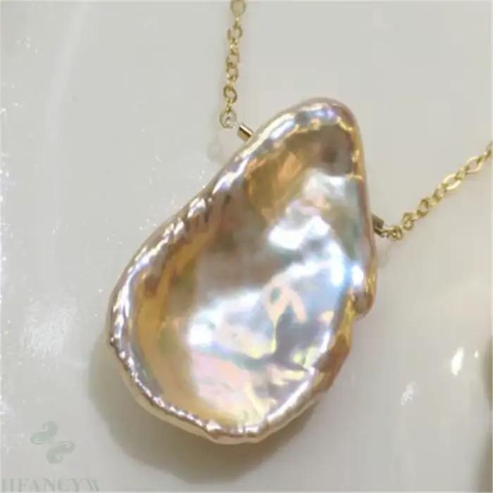 Pendentif en perles de pétales baroques roses naturelles pour femmes, bijoux de vacances, culture, perles d'eau douce, élégants et personnalisables pour les occasions spéciales
