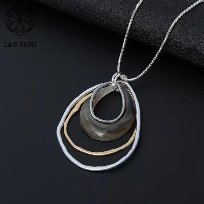 Long collier vintage pour femme, tour de cou, collier simple, costume de déclaration, bijoux gothiques, suspension à la mode, accessoires de moto