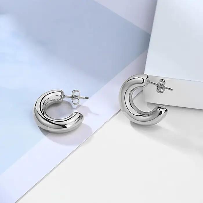 Boucle d'oreille creuse pour femmes, boucles d'oreilles en acier inoxydable, moyen, audacieux, sans ternissement, minimaliste 2022