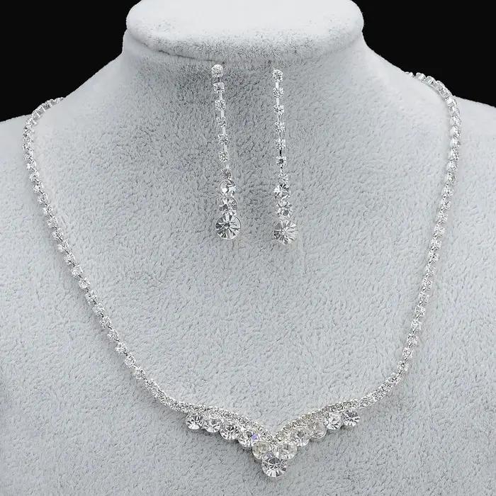 BLIJERY mode demoiselle d'honneur ensembles de bijoux de mariée pour les femmes strass cristal collier boucles