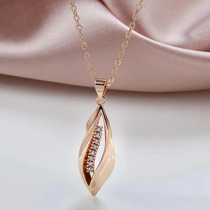 JULYDREAM luxe 585 couleur or boucles d'oreilles collier ensembles brillant Zircon géométrique bijoux pour femmes quotidien fête accessoires de mode