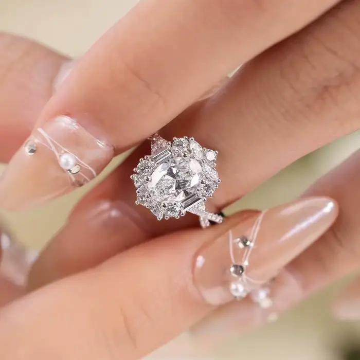 Alliance en argent sterling 925 sertie de moissanite pour engagement élégante pour femme occasions spéciales
