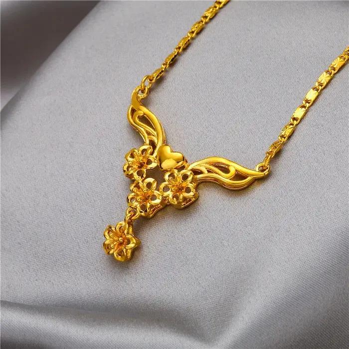 Colliers ras du cou avec pendentif multi-fleurs plaqué or jaune pour femmes