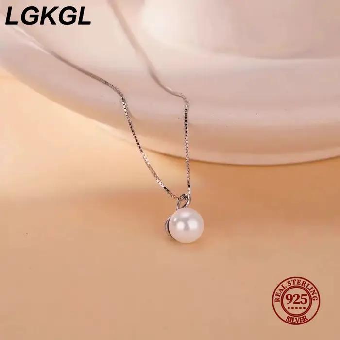 LGKGL – colliers avec pendentif en perles pour femmes, boîte de clavicule de tempérament, chaîne ras du cou, bijoux plaqués or 14 carats