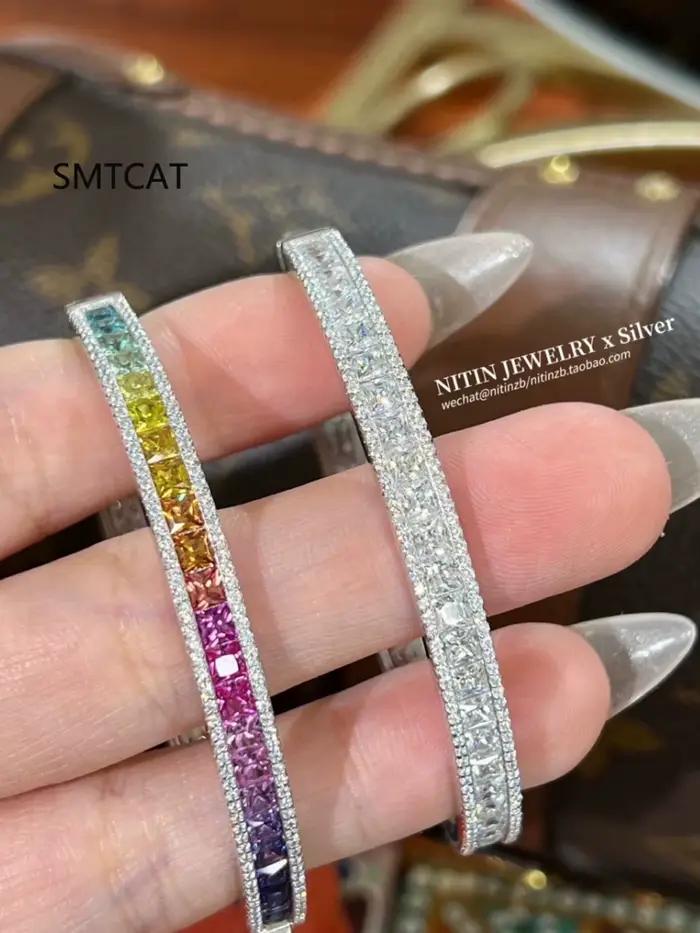 Bracelet Moissanite complet pour femmes, 2mm, en argent Sterling S925, plaqué or 18 carats, couleur D, diamant de laboratoire, bijoux cadeaux de mariage