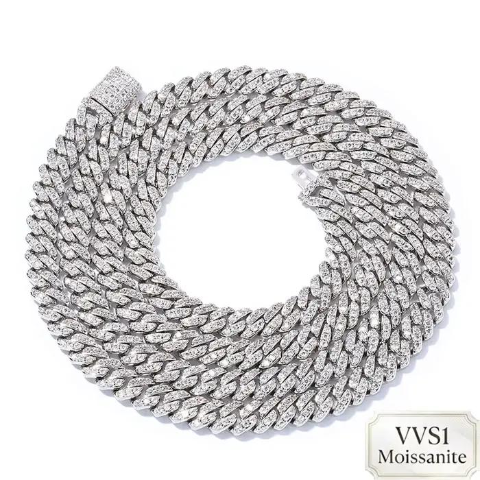 Collier cubain Nuoya 6MM à une rangée de moissanite, chaîne cubaine de luxe certifiée GRA pour homme