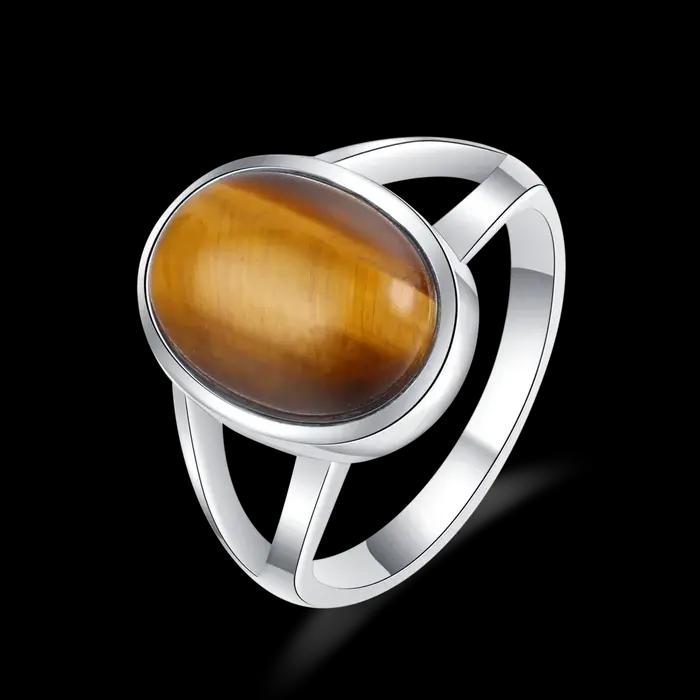 Bague en argent sterling 925 sertie d'œil de tigre naturel pour hommes et femmes, grande pierre, bijou vintage pour occasions spéciales engagement anniversaire mariage fête cadeau