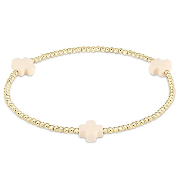 Bracelet croix plaqué or 18 carats pour femme, extensible, perles de 2 mm, bijoux religieux, cadeau