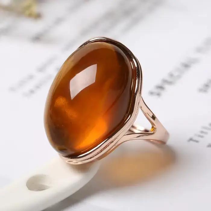 Bague en ambre bleu naturel réglable pour femmes et hommes, pierres précieuses de guérison, bijoux fins, véritable jaune rouge ambre baltique, Anillos Mujer