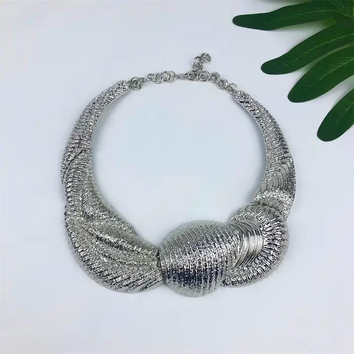 ESALE 4 pièces femmes ensemble de bijoux Dubai argent plaqué collier chaîne Bracelet boucle d'oreille grand anneau 2025 nouveau cadeau de bijoux de mariage