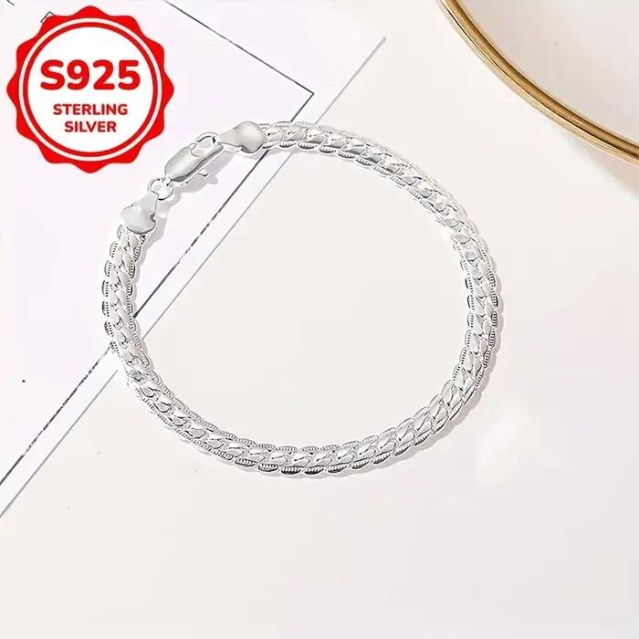 Bracelet chaîne cubaine en argent sterling 925