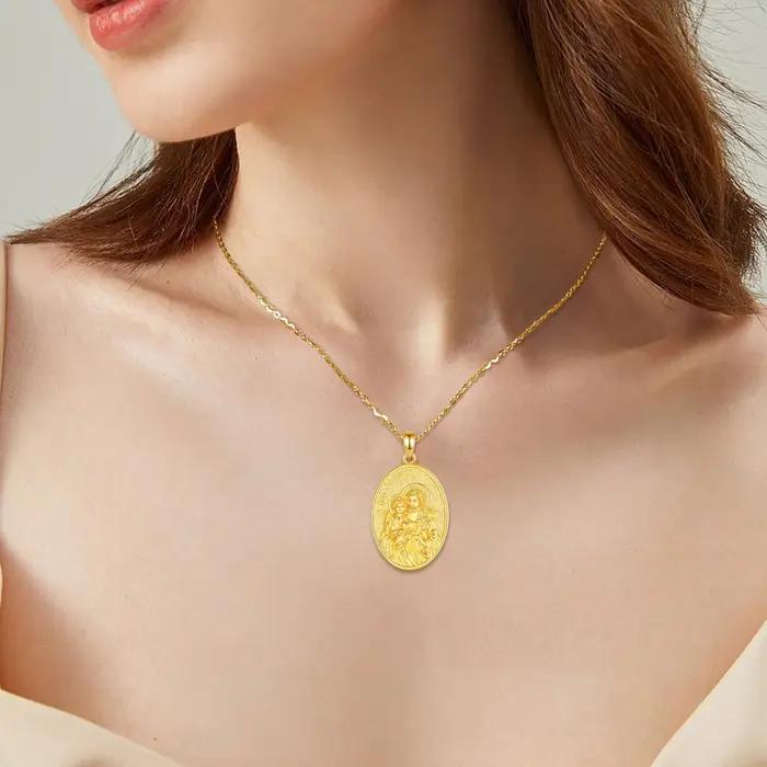Collier Eudora Saint Joseph en argent sterling 925 plaqué or 18 carats pendentif médaille prière bijou religieux cadeau pour homme et femme occasions spéciales