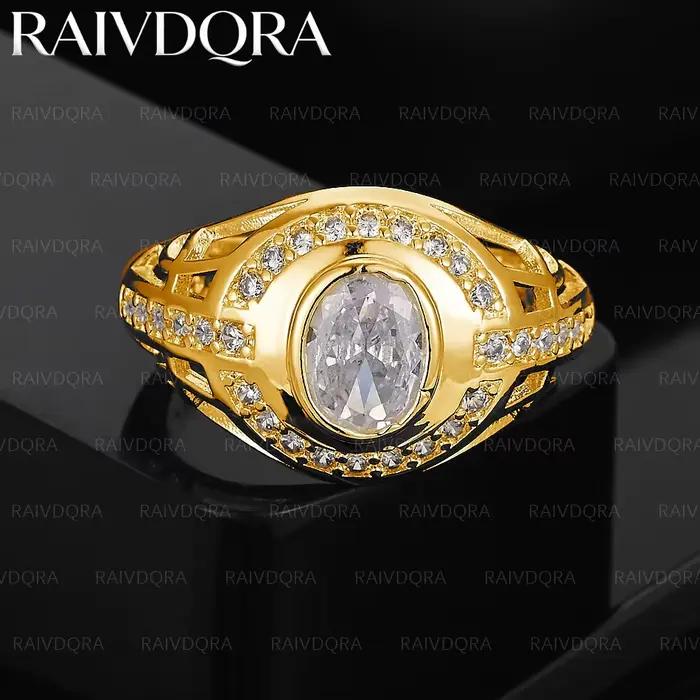 Bague de mariage ronde en Zircon plaqué or 18 carats, grand cercle, pour femmes et hommes, bijoux à
