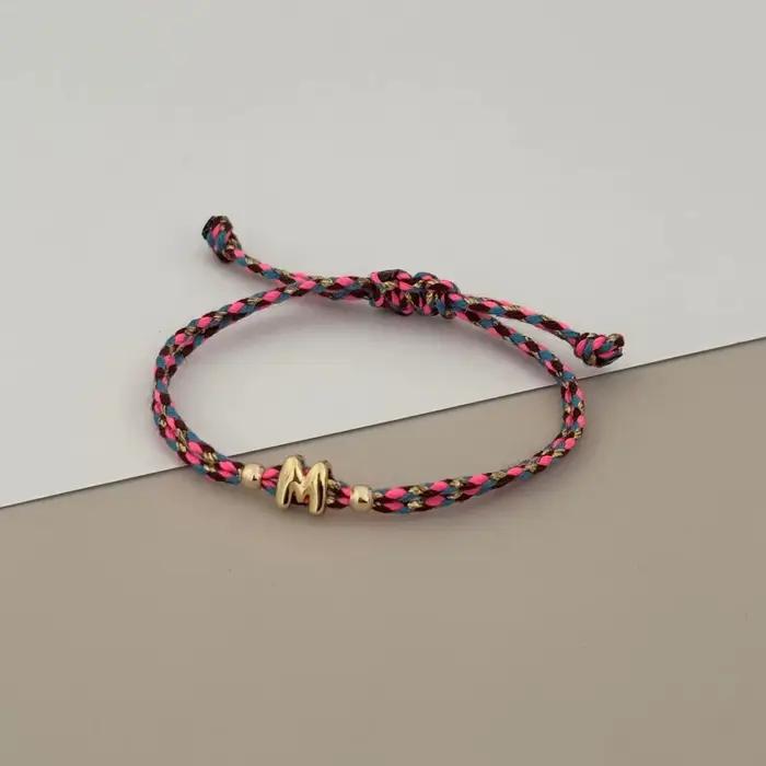 Bracelet initial Vlen Alphabet pour femme, lettre bulle de A à Z, cordon coloré réglable, cadeau d'a