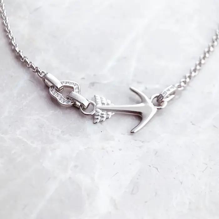 Collier amour ancre et coeur bijoux fins Europe 925 argent sterling tout nouveau cadeau romantique pour les femmes