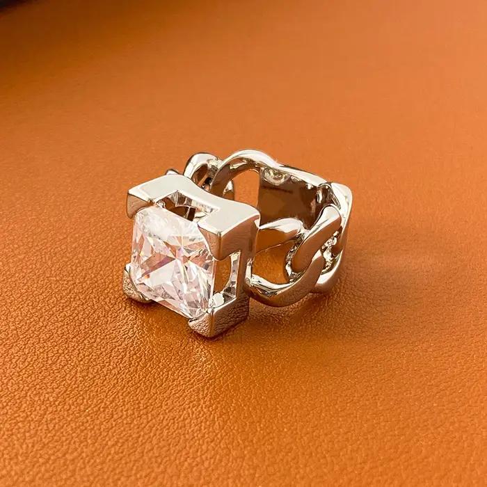 Europe amérique grand cristal Zircon élégant anneau boucles d'oreilles hommes femmes populaire bijoux accessoires tendance