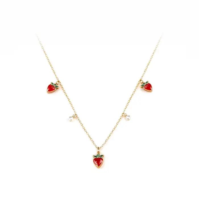 Lokaer – collier avec pendentif en cristal délicat, fruits, pomme, ananas, pour femmes, en acier ino