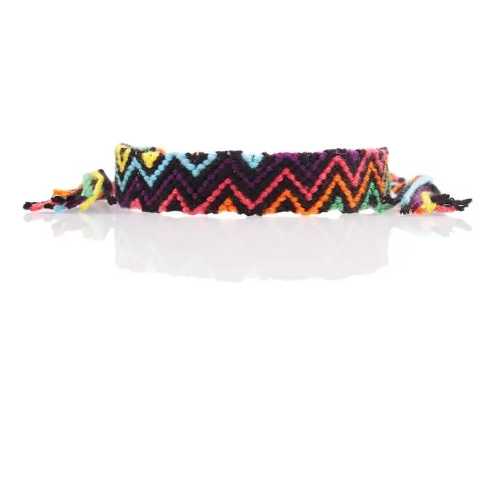Bracelet zigzag vague chia, vert orange noir violet multicolore rouge, macramé d'été, bijoux de plag
