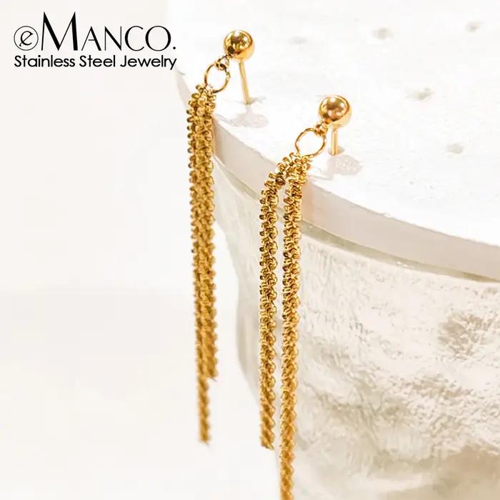 Boucles d'oreilles en acier inoxydable avec placage or 14 carats design géométrique classique pour femmes occasions spéciales étanches et hypoallergéniques