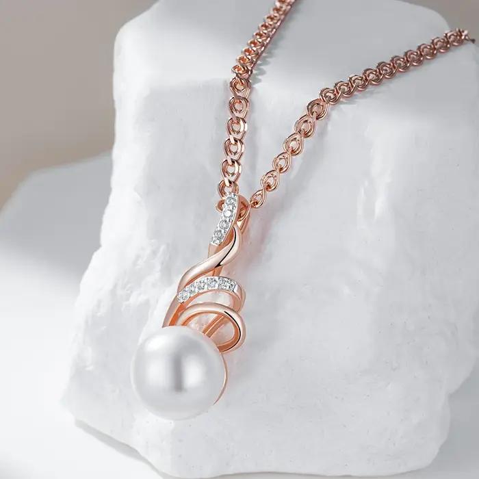 Wbmqda – pendentif et collier élégant en perles blanches pour femmes
