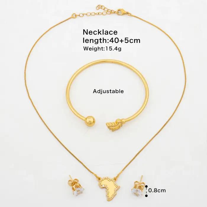 Ensemble de bijoux en or plaqué pour femmes, collier et boucles d'oreilles géométriques, idéal pour mariages et cérémonies de fiançailles