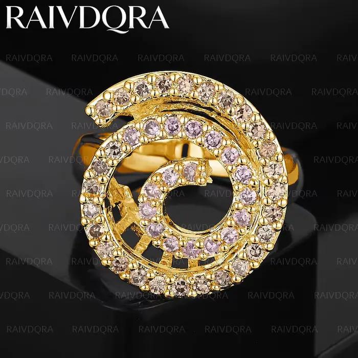 Bague incurvée en zircone rose plaquée or 18 carats, 8 tailles, pour femmes, bijoux à la mode, charm