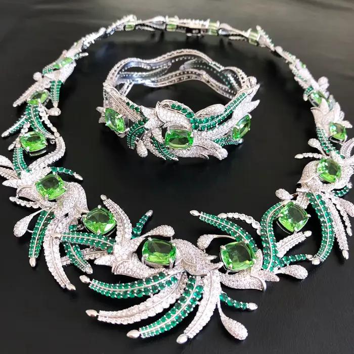 Ensemble de bijoux Missvikki en plaqué platine avec zircone cubique pour mariage nigérian et occasions spéciales femmes