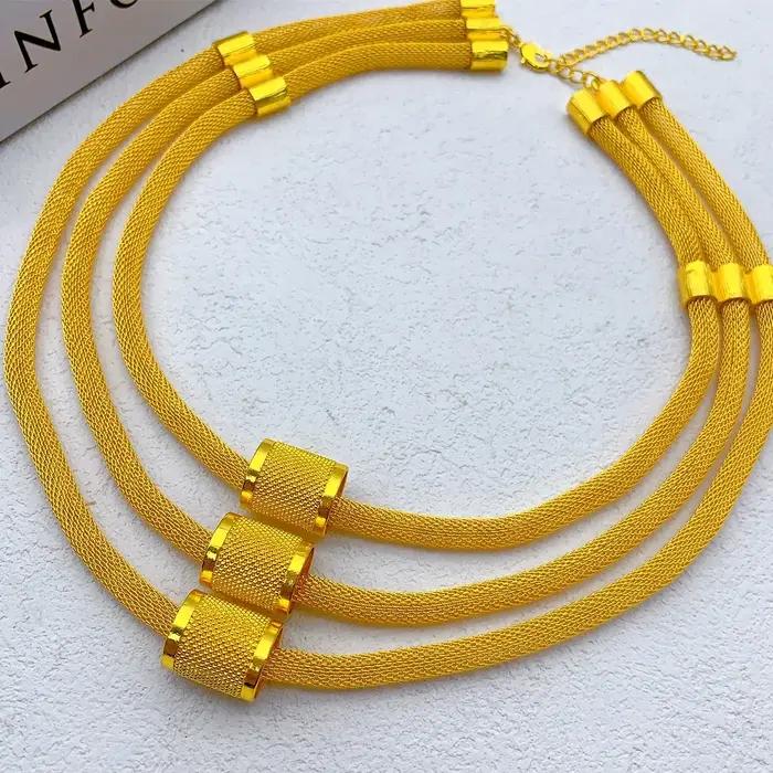 Ensemble de bijoux de luxe éthiopiens multicouches couleur or 24 carats pour femmes