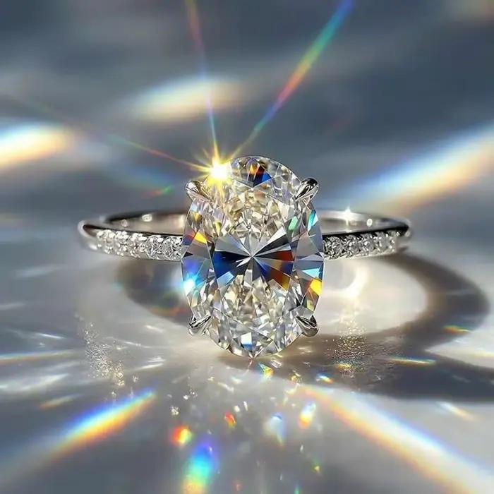 Bague ovale en argent Sterling 925 pour femmes, avec CZ brillant, exquise, simple, pour mariage, fiançailles, fête, bijoux fins, offre spéciale