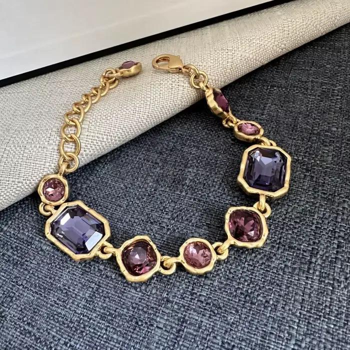 Os – bijoux à la mode, Bracelet en verre coloré géométrique brillant, accessoire de fête pour femmes
