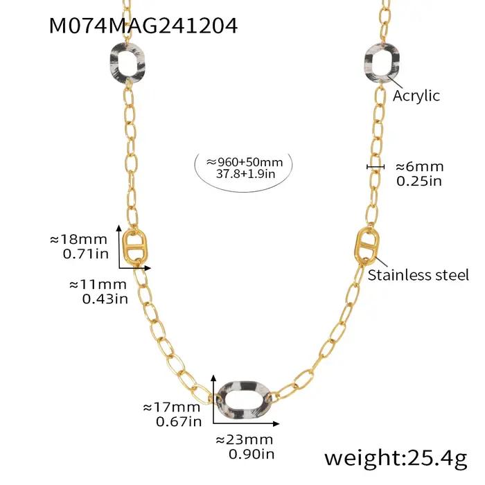 Collier chic femme imprimé léopard acier inoxydable pendentif acrylique 18k or plaqué pour occasions spéciales ensemble bijoux