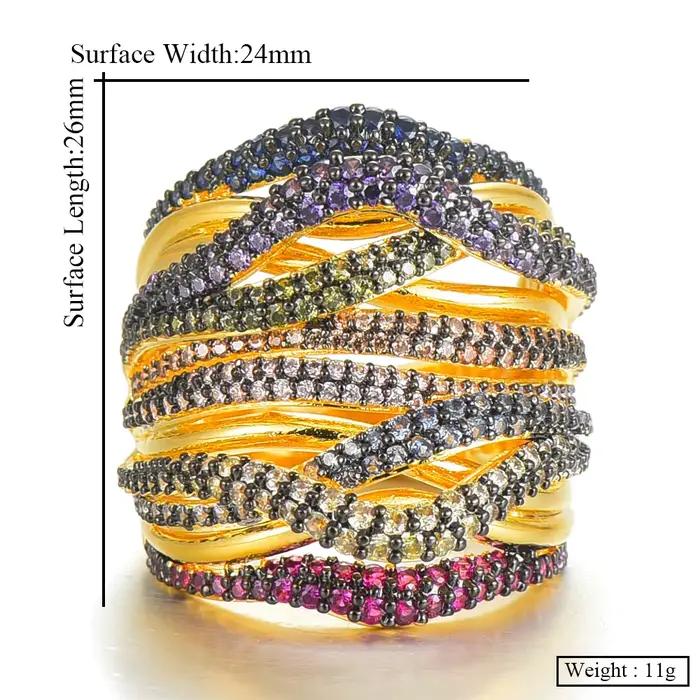 Missvikki-Grande bague multicolore de luxe pour femmes