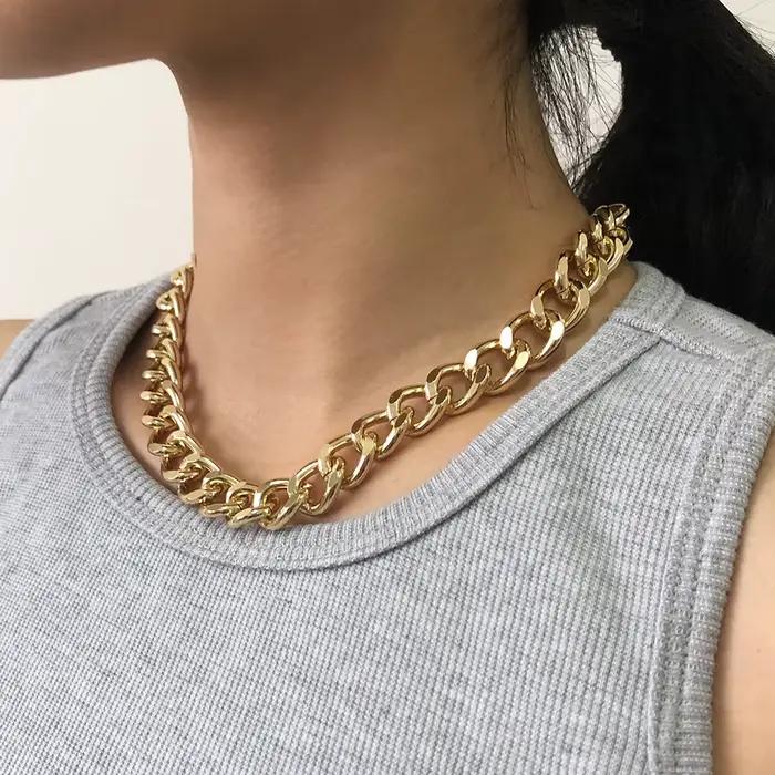 Grand Collier Torsadé Plaqué Or et Argent pour Femme, Ras du Cou avec Serrure Optique Épaisse, Colliers de JOraq, Bijoux de ix, Cadeaux, 2021