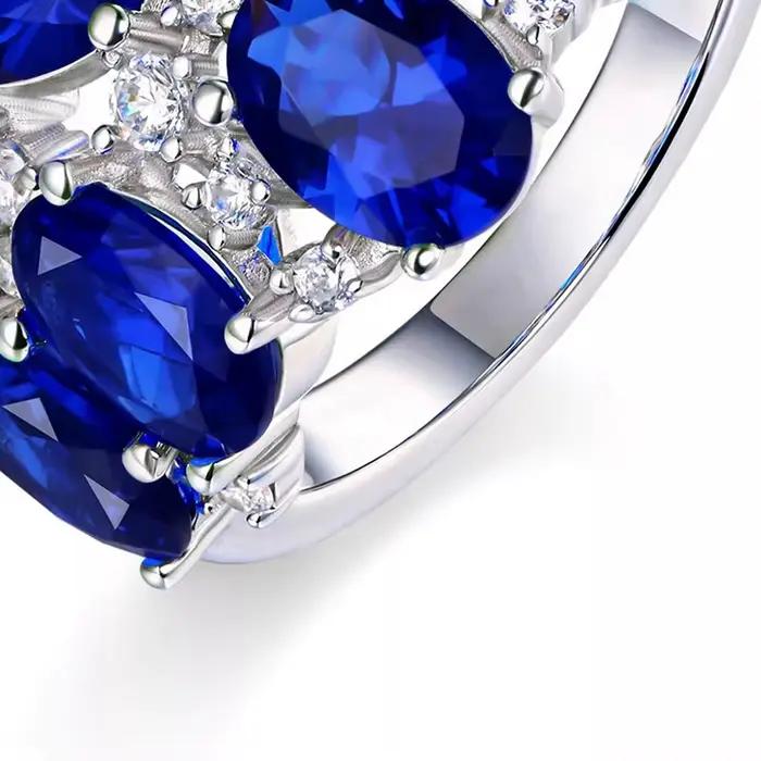 Wong Rain – bague en argent Sterling 925, coupe ovale, saphir 5x7.2 MM, diamant à haute teneur en carbone, pierres précieuses pour femmes, bijoux fins, cadeaux d'anniversaire