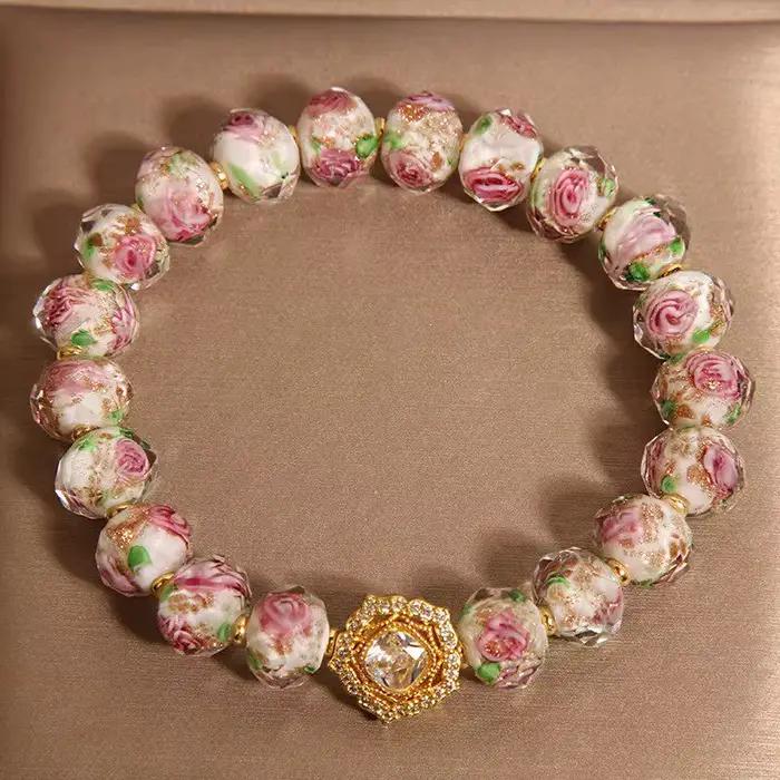 Nouveau Bracelet Perlé en Améthyste pour Femme
