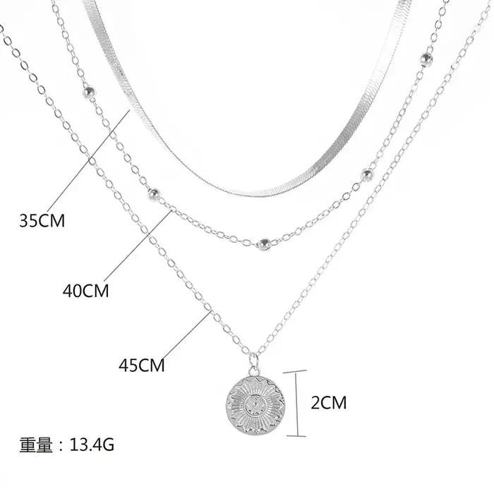 Collier rond à trois couches en argent Sterling 925
