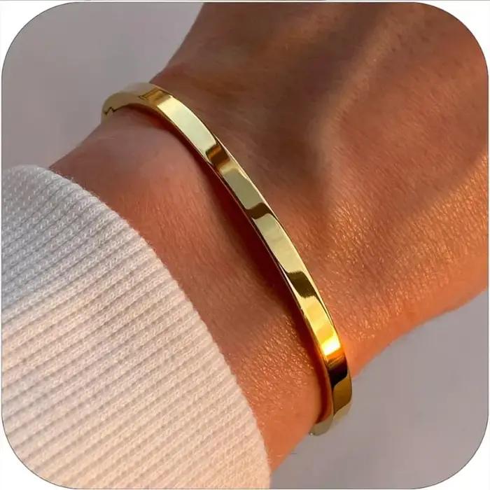 Bracelet ovale plaqué or 18 carats pour femmes