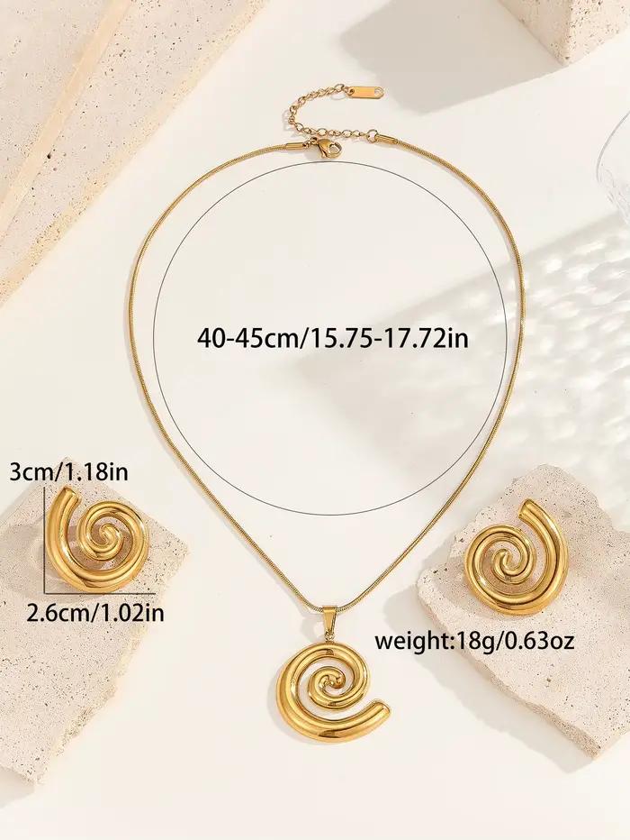 CARLIDANA luxe plaqué or 18 carats femmes bijoux de mode colliers en acier inoxydable spirale boucles d'oreilles pendentif collier