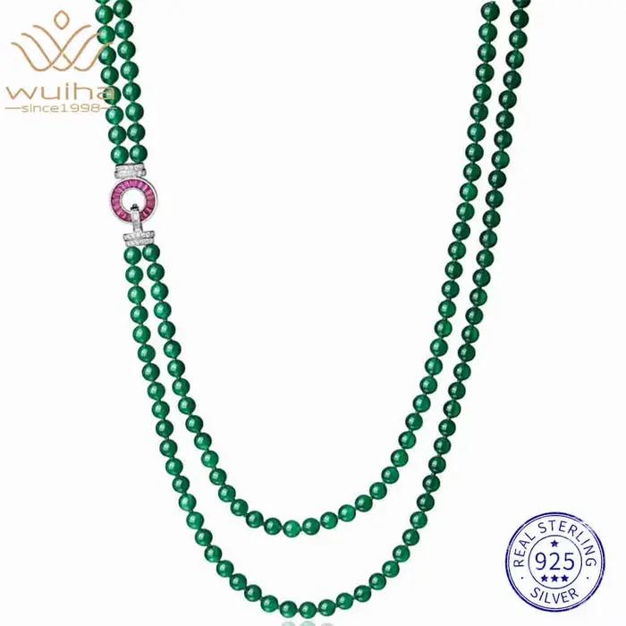 WUIHA Vintage 925 en argent Sterling laboratoire saphir Jade rubis haute teneur en carbone diamant p
