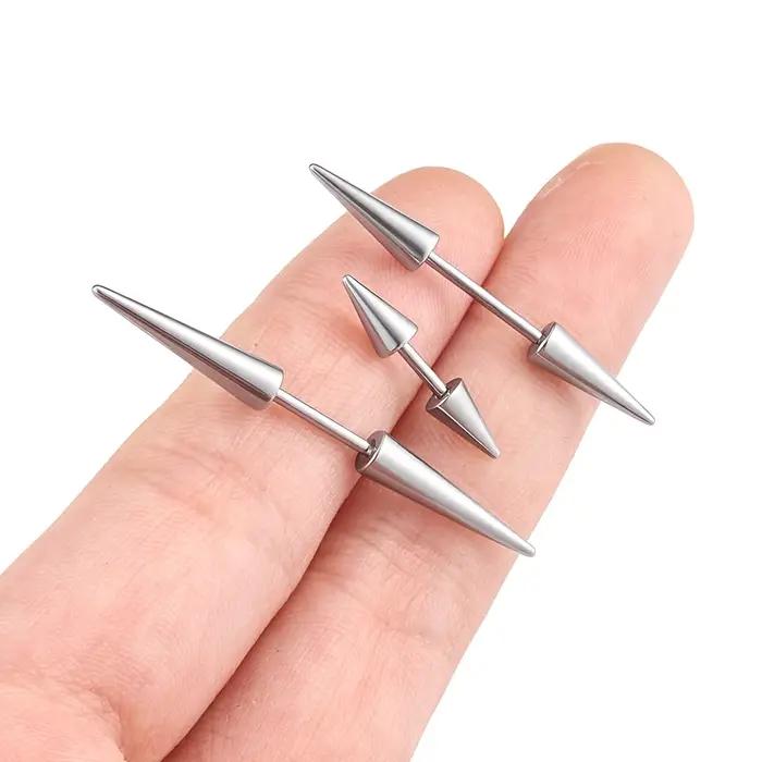 Boucles d'Oreilles Punk Rock à Pointes Coniques en Acier Inoxydable DIY pour Piercing Hommes Femmes Occasions Spéciales