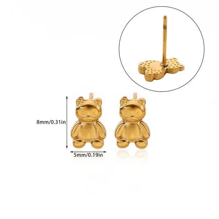 Mini ours mignon boucles d'oreilles pour femmes élégant Animal couleur or boucle d'oreille en acier